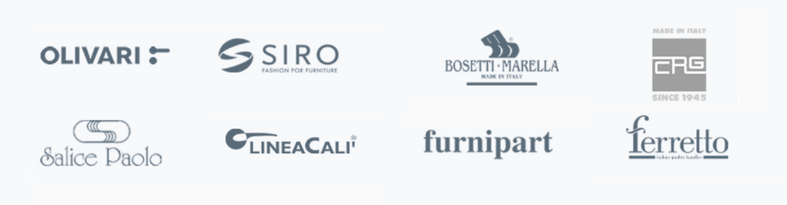 Benzoville cabinet hardware partners — Olivari, Siro, Furnipart, Linea Cali and more